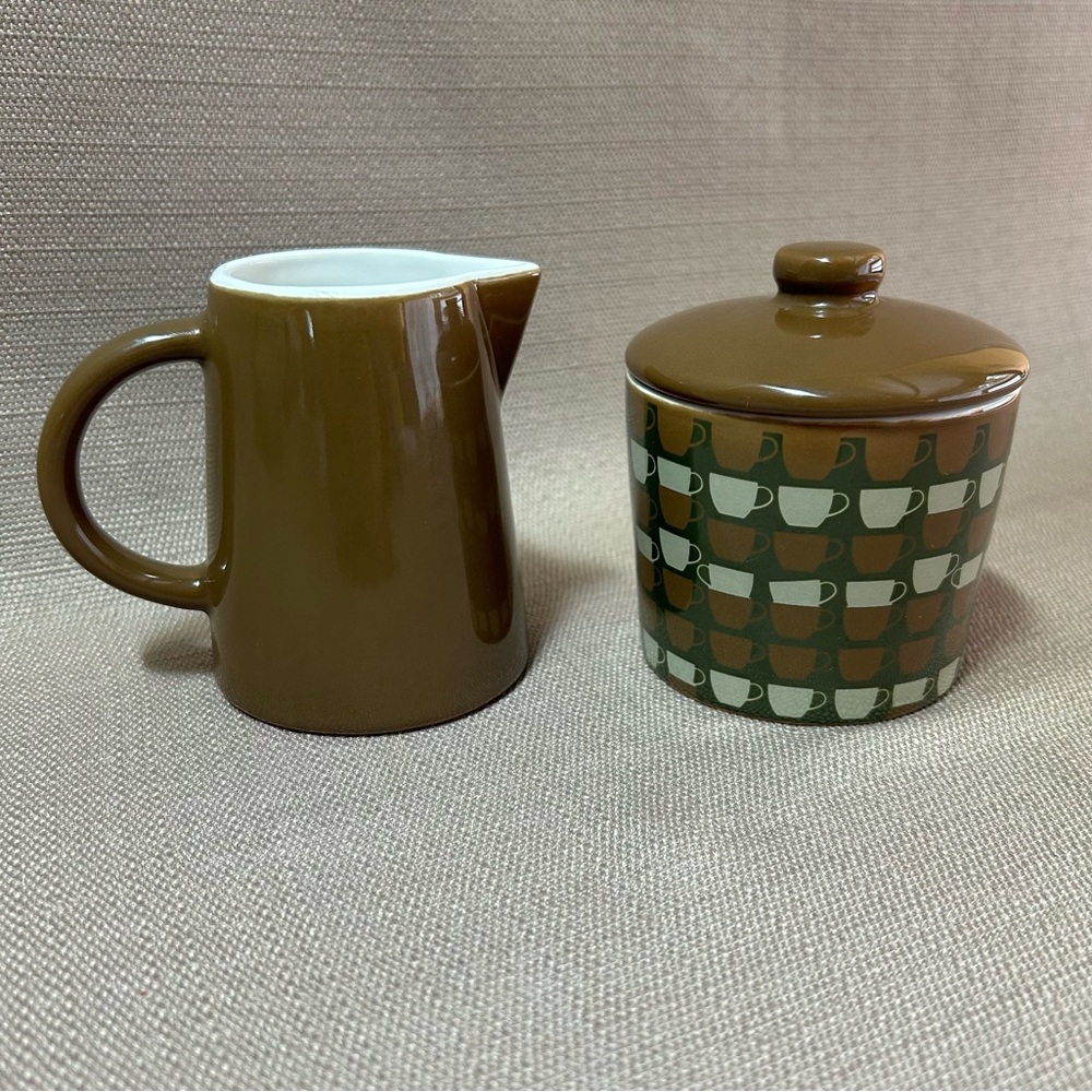 Alfred Sung Home Retro Style Cream & Sugar Set - Brown
